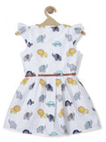 Printed Cotton Frock - White
