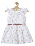 Printed Cotton Frock - Cream