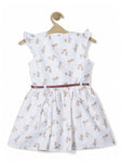 Printed Cotton Frock - Cream