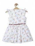 Printed Cotton Frock - Cream
