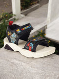 Sandals With Velcro Closing - Navy Blue