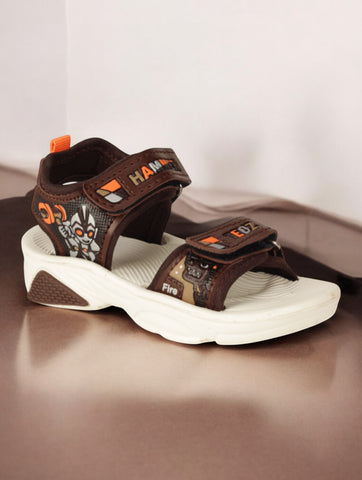 Sandals With Velcro Closing - Brown