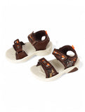 Sandals With Velcro Closing - Brown
