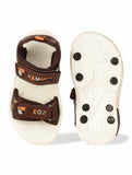 Sandals With Velcro Closing - Brown