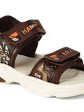 Sandals With Velcro Closing - Brown