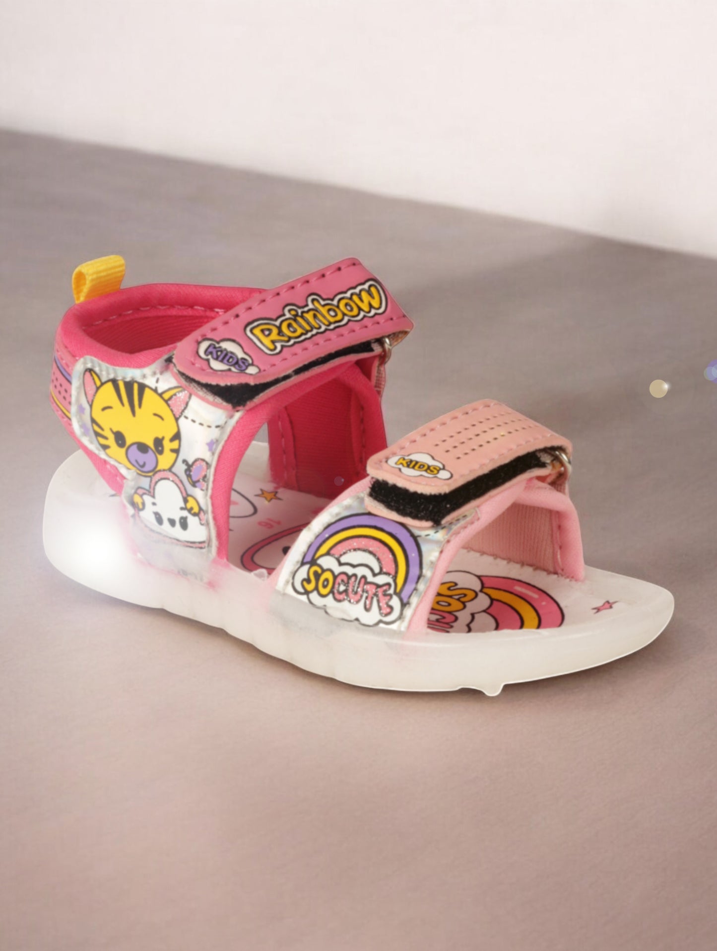Led Sandals With Velcro Closing - Pink