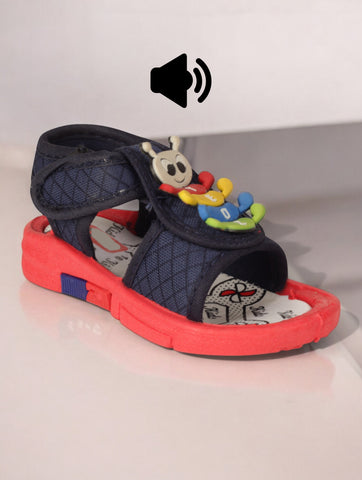 Musical Sandals With Velcro Closing - Navy Blue