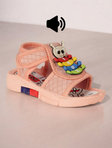 Musical Sandals With Velcro Closing - Peach