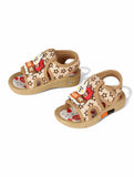 Musical Sandals With Velcro Closing - Brown