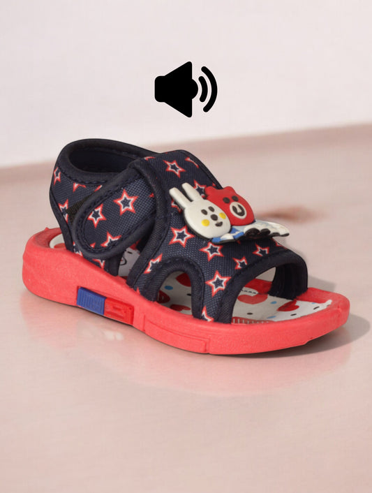 Musical Sandals With Velcro Closing - Navy Blue