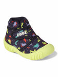 Dinosaur Print Musical Chu Chu Shoes With Velcro Closing - Navy Blue