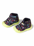 Dinosaur Print Musical Chu Chu Shoes With Velcro Closing - Navy Blue