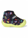 Dinosaur Print Musical Chu Chu Shoes With Velcro Closing - Navy Blue
