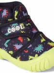 Dinosaur Print Musical Chu Chu Shoes With Velcro Closing - Navy Blue