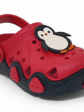 Penguin Applique Anti-Slip Clogs - Red
