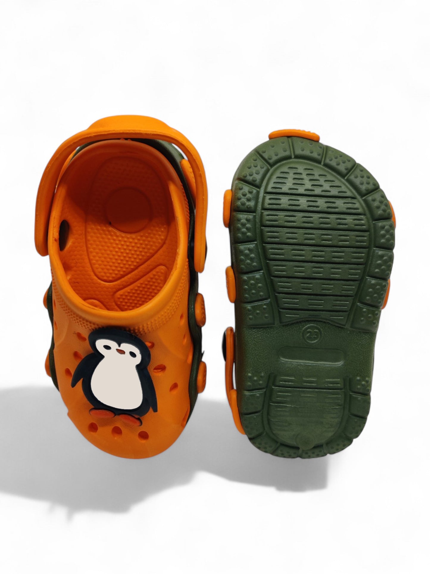 Penguin Applique Anti-Slip Clogs - Orange