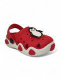 Penguin Applique Anti-Slip Clogs - Red