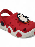 Penguin Applique Anti-Slip Clogs - Red