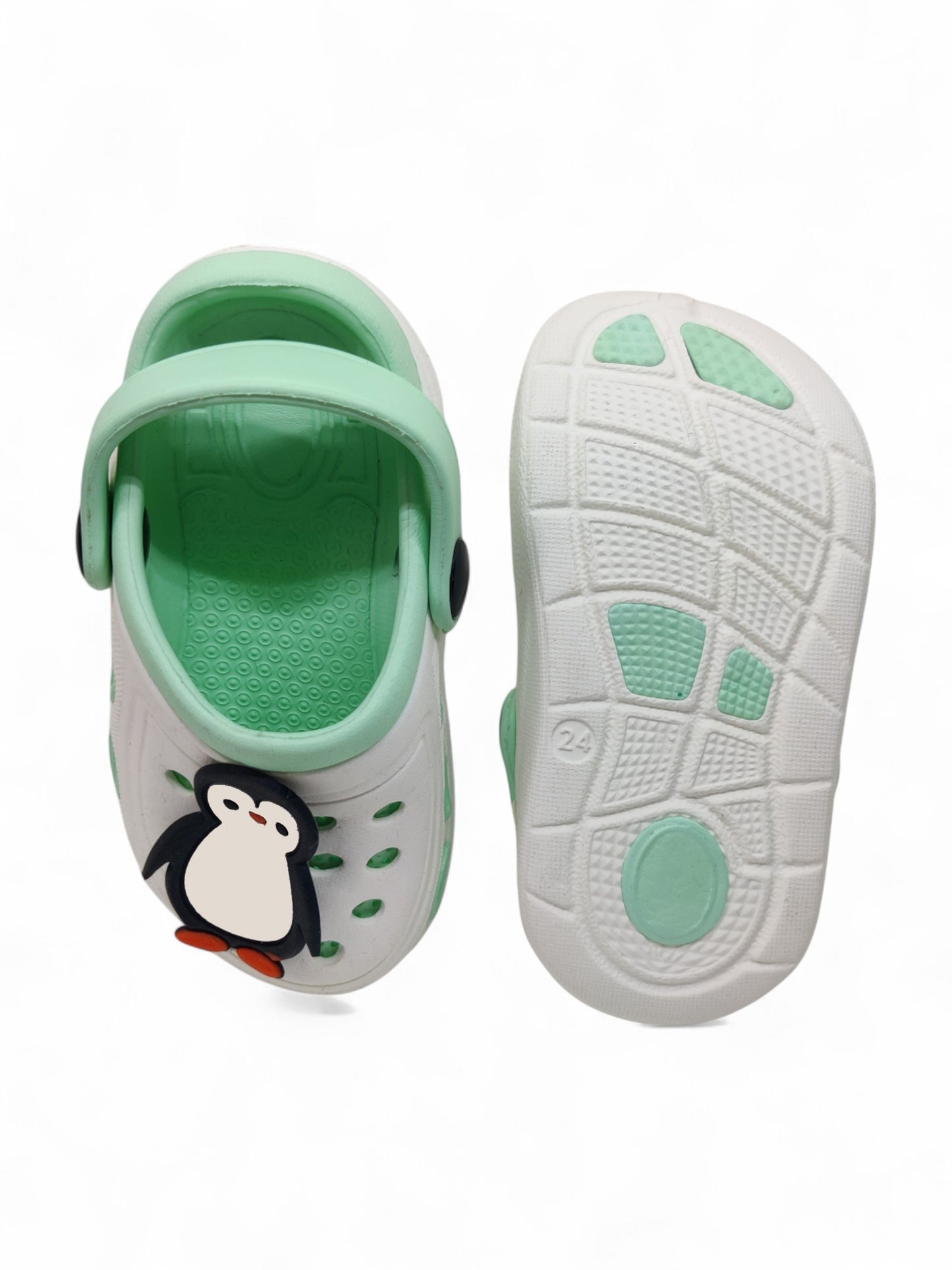Penquin Applique Anti-Slip Clogs - Cream