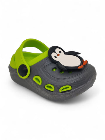 Penquin Applique Anti-Slip Clogs - Grey