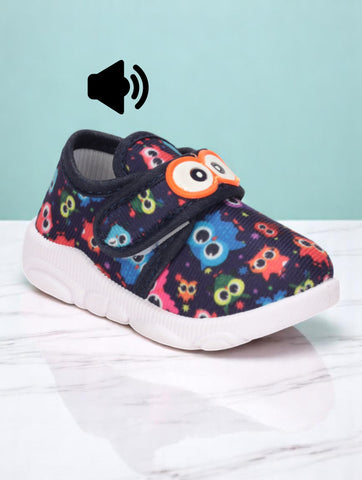 Musical Chu Chu Shoes With Velcro Closing - Navy Blue