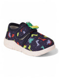 Dinosaur Print Musical Chu Chu Shoes With Velcro Closing - Navy Blue