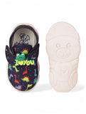 Dinosaur Print Musical Chu Chu Shoes With Velcro Closing - Navy Blue
