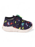 Dinosaur Print Musical Chu Chu Shoes With Velcro Closing - Navy Blue