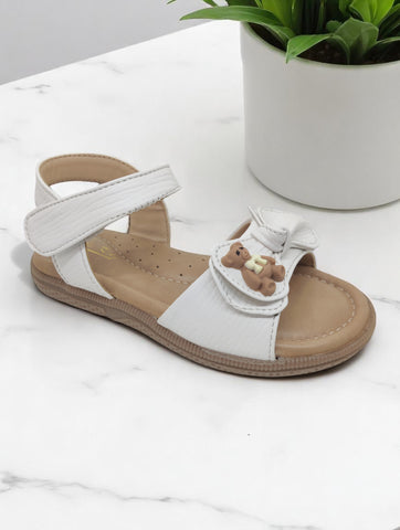 Sandal with Applique Detail - White