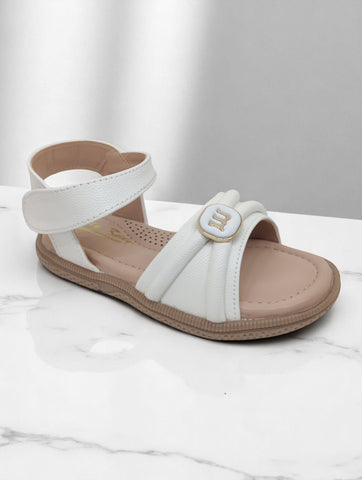 Sandal with Applique Detail - White