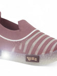 Slip On Casual Shoes With LED Light - Mauve