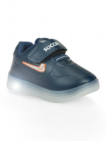 Casual Velcro Shoes With Led Light - Navy Blue