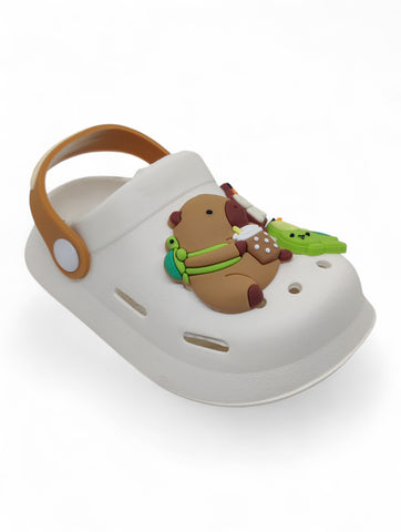Cartoon Applique Anti-Slip Clogs - Cream