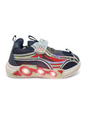 Casual Led Shoes With Velrco - Navy Blue