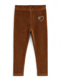 Solid Velvet Leggings - Brown