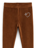 Solid Velvet Leggings - Brown