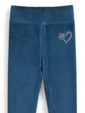 Solid Velvet Leggings - Blue