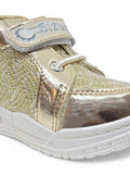 Casual Shoes With Velcro Closing - Gold