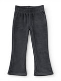 Solid Velvet Flared Leggings - Black