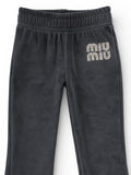 Solid Velvet Flared Leggings - Black