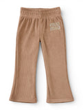 Solid Velvet Flared Leggings - Light Brown