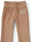 Solid Velvet Flared Leggings - Light Brown