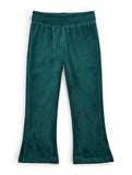 Solid Velvet Flared Leggings - Green