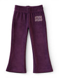 Solid Velvet Flared Leggings - Purple