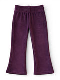 Solid Velvet Flared Leggings - Purple