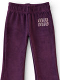 Solid Velvet Flared Leggings - Purple