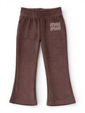 Solid Velvet Flared Leggings - Dark Brown