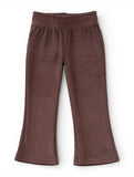 Solid Velvet Flared Leggings - Dark Brown