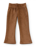 Solid Velvet Flared Leggings - Brown