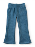 Solid Velvet Flared Leggings - Turquoise